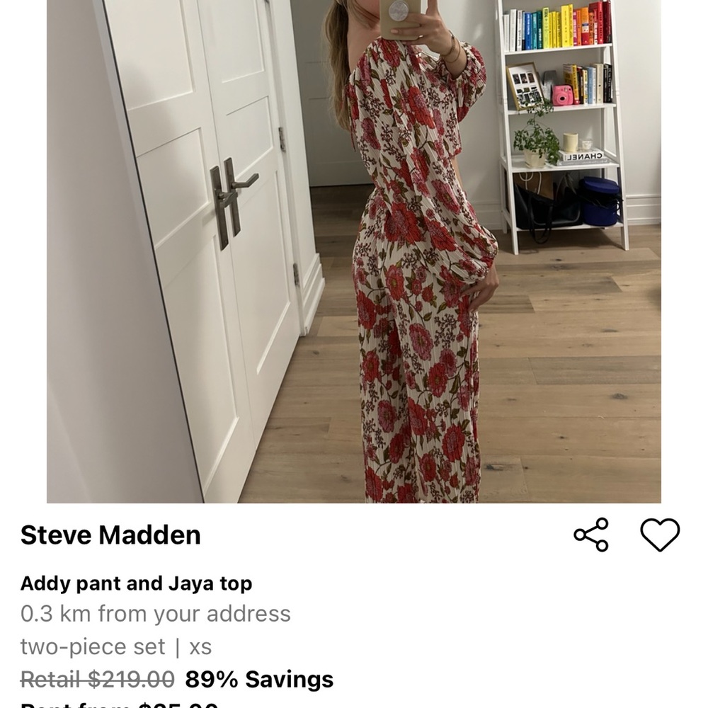 Steve Madden Red Floral Two-Piece Set - addy top and jaya pant - Picture 6 of 6
